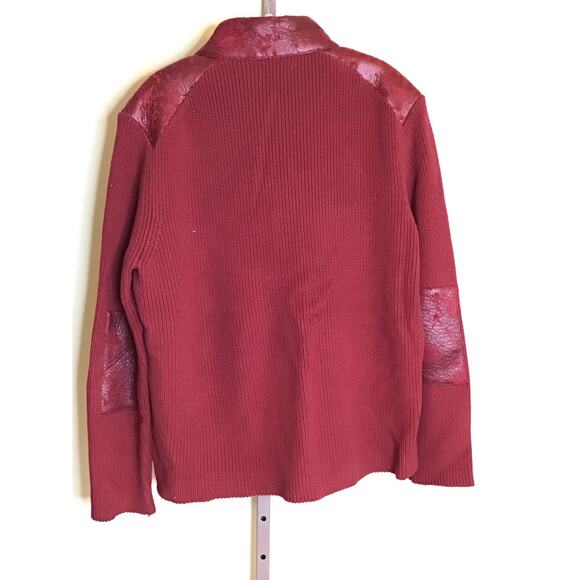 INC International Concepts Mens red faux leather &  knit sweater jacket. XL NWOT - Picture 3 of 9